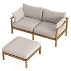 Ensemble causeuse et pouf d'extérieur en teck 2 pièces Eleni