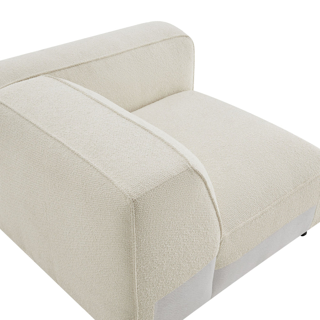 Fauteuil modulaire d'angle droit rembourré en tissu bouclé Auren Lattice