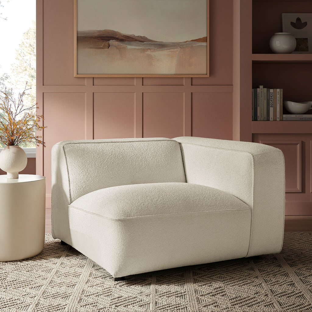 Fauteuil modulaire d'angle droit rembourré en tissu bouclé Auren Lattice