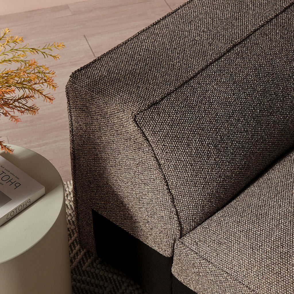 Fauteuil modulaire d'angle droit rembourré en tissu bouclé Auren Lattice
