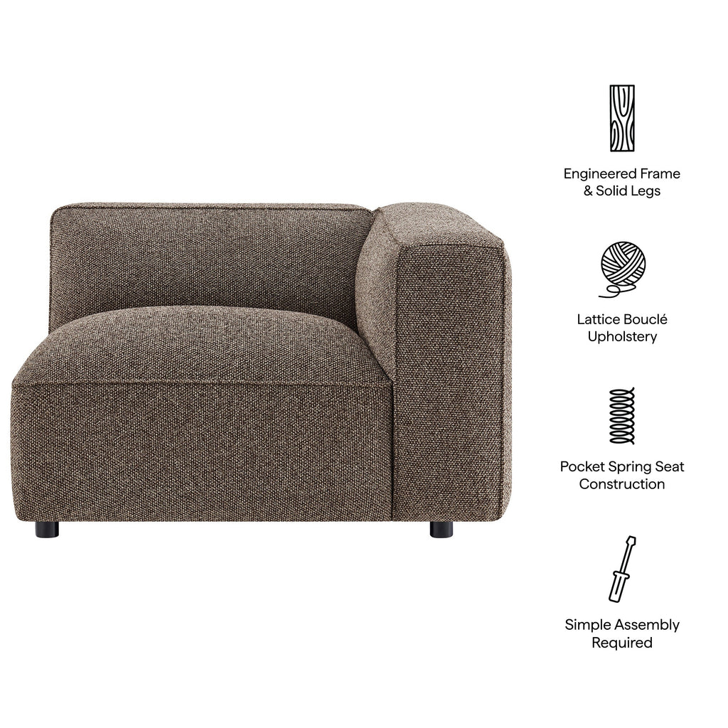 Fauteuil modulaire d'angle droit rembourré en tissu bouclé Auren Lattice