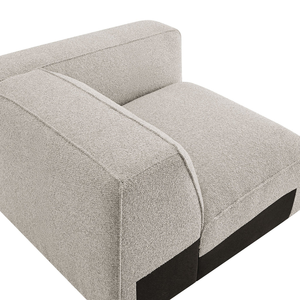 Fauteuil modulaire d'angle droit rembourré en tissu bouclé Auren Lattice