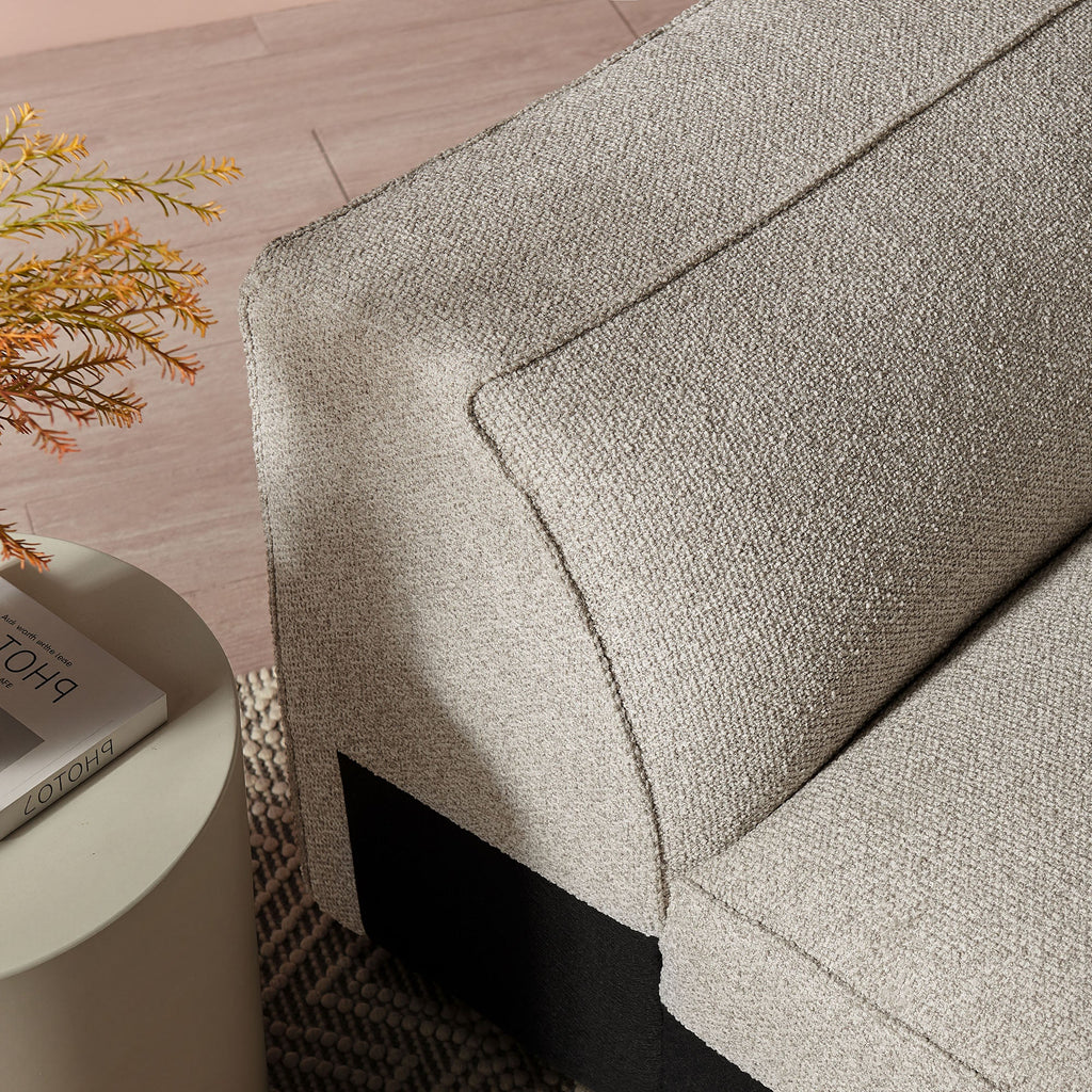 Fauteuil modulaire d'angle droit rembourré en tissu bouclé Auren Lattice