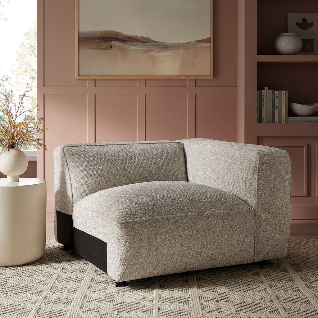 Fauteuil modulaire d'angle droit rembourré en tissu bouclé Auren Lattice