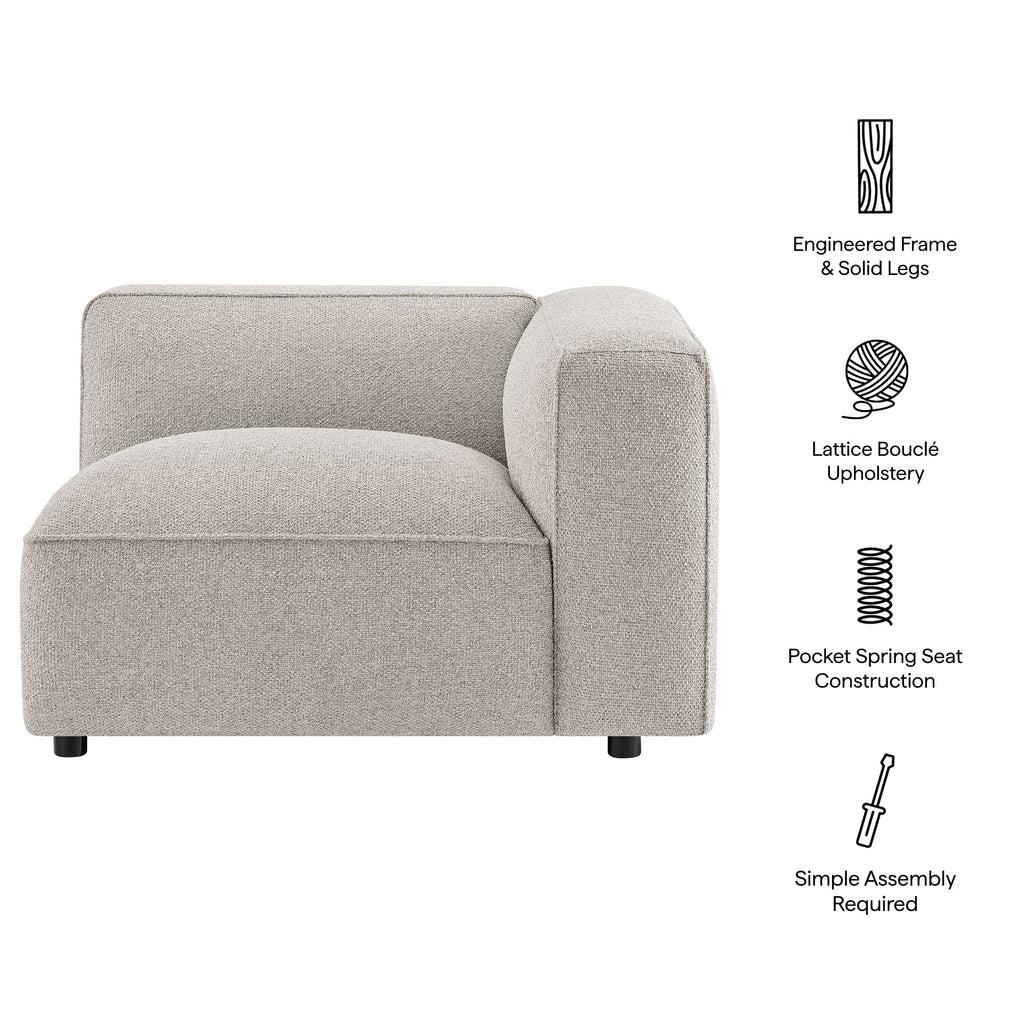 Fauteuil modulaire d'angle droit rembourré en tissu bouclé Auren Lattice