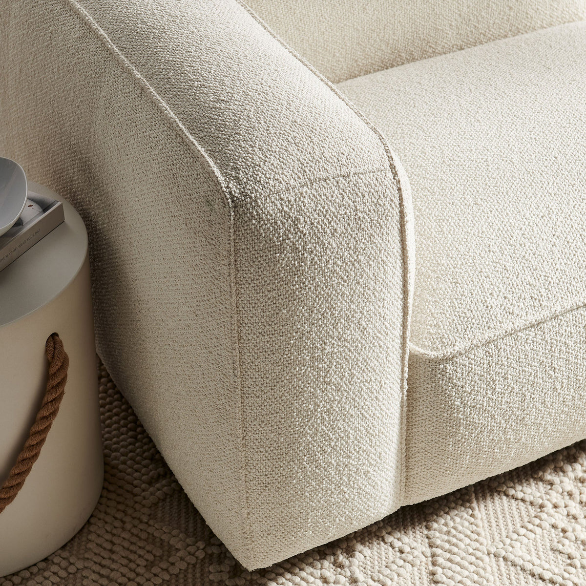 Fauteuil modulaire gauche rembourré en bouclé Auren Lattice