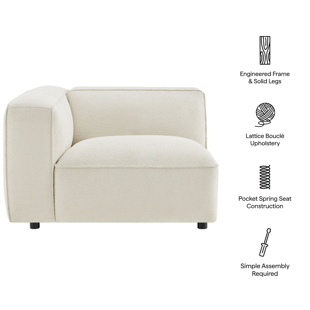 Fauteuil modulaire gauche rembourré en bouclé Auren Lattice