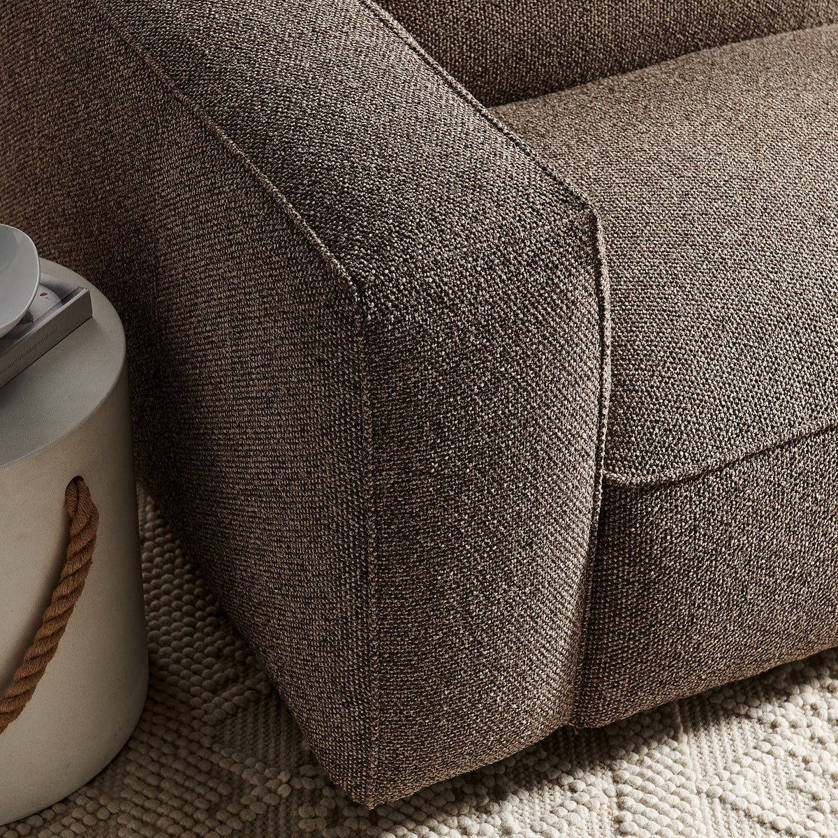 Fauteuil modulaire gauche rembourré en bouclé Auren Lattice