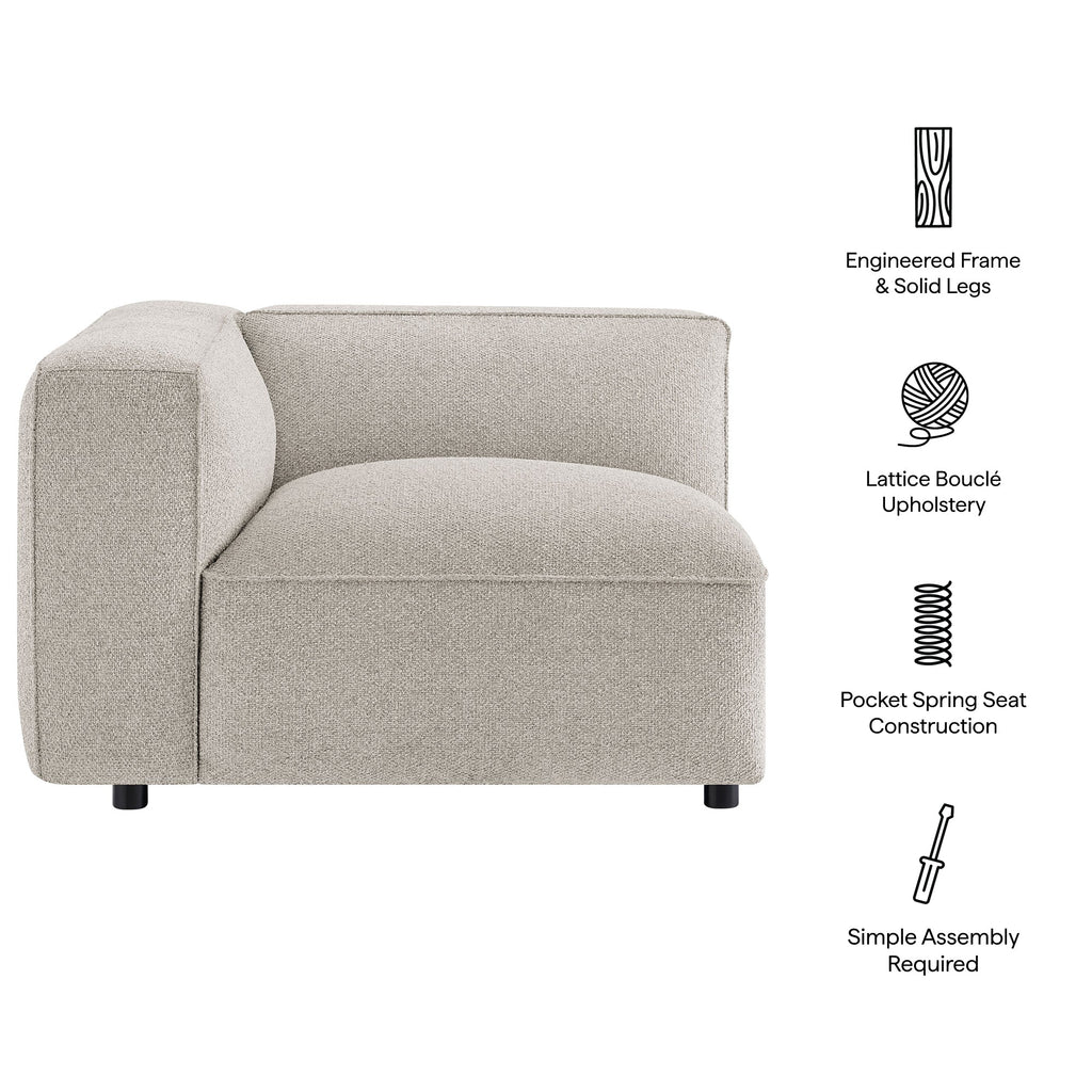 Fauteuil modulaire gauche rembourré en bouclé Auren Lattice