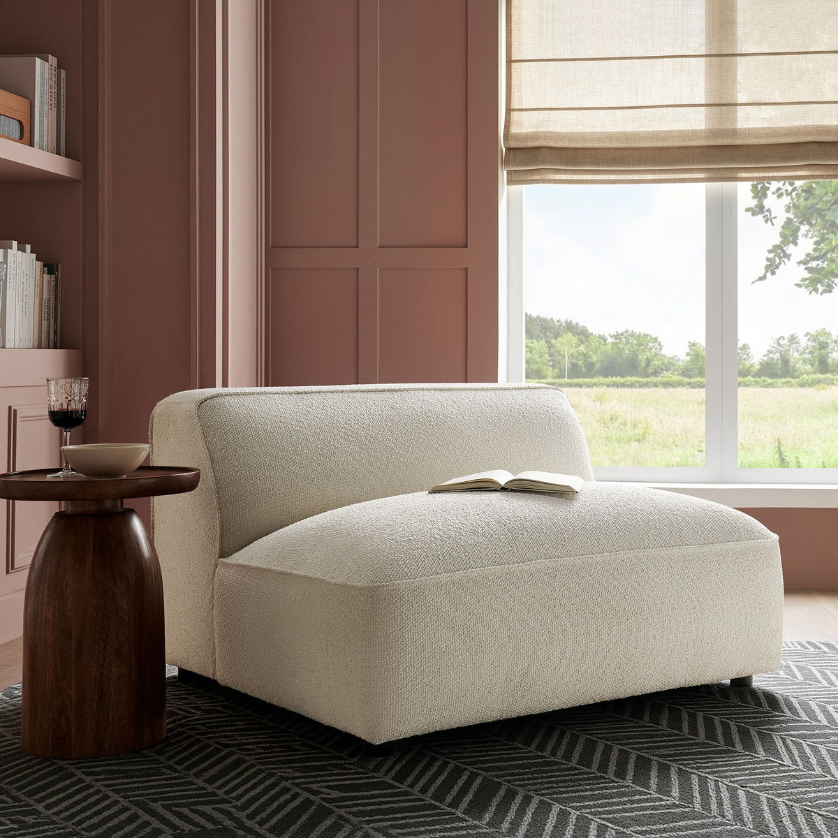 Fauteuil modulaire sans accoudoirs rembourré Auren Lattice Bouclé