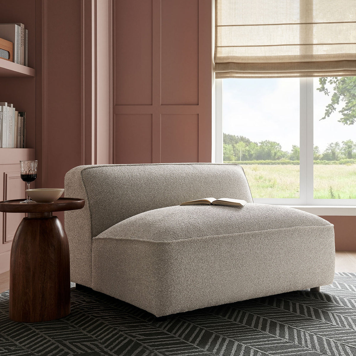 Fauteuil modulaire sans accoudoirs rembourré Auren Lattice Bouclé