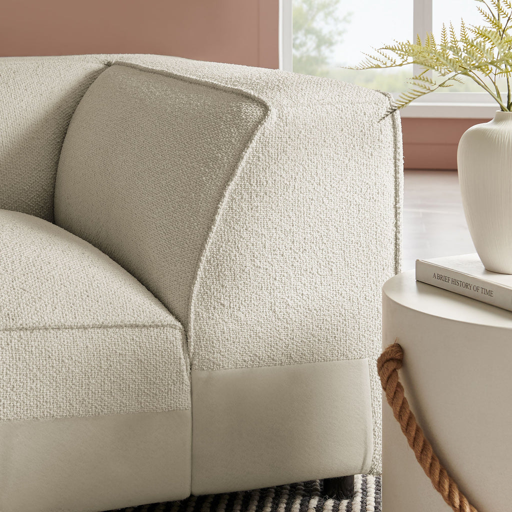 Chaise d'angle modulaire rembourrée Auren Lattice Bouclé