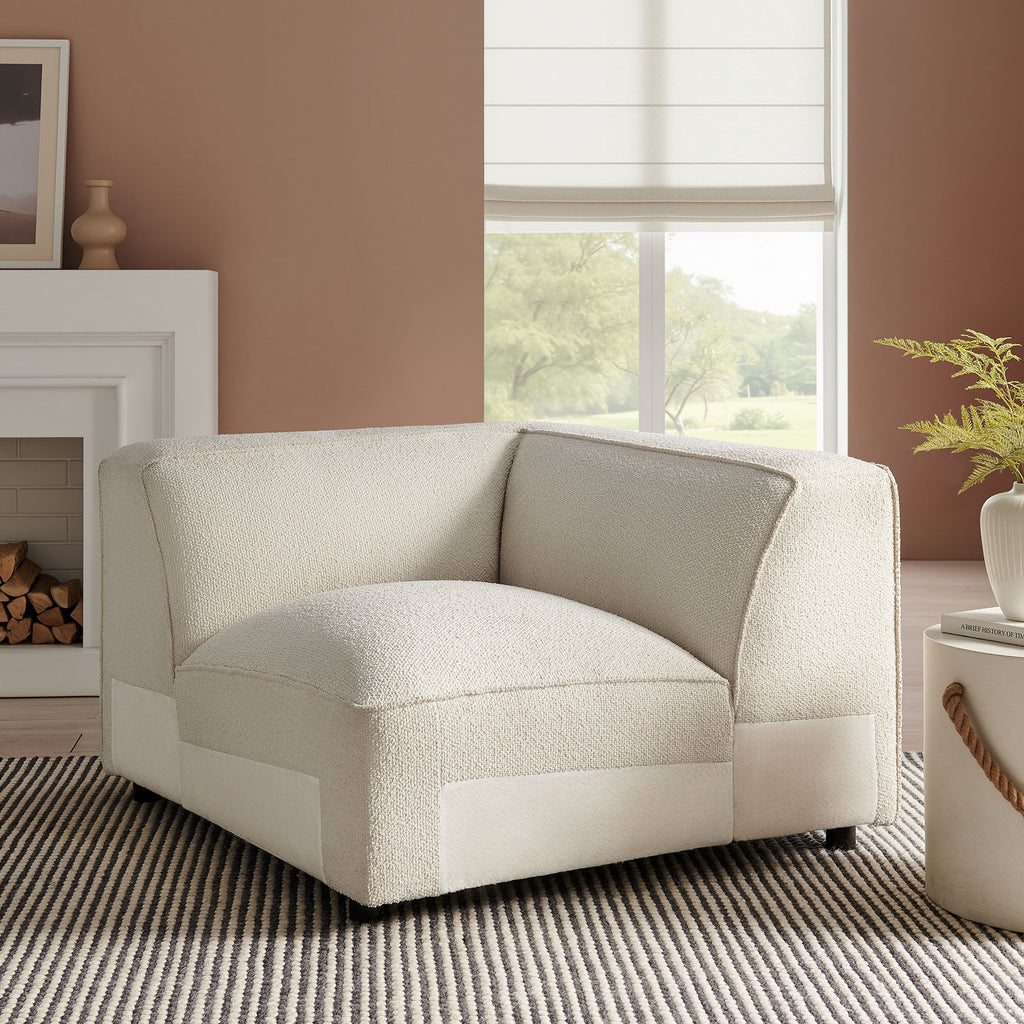 Chaise d'angle modulaire rembourrée Auren Lattice Bouclé