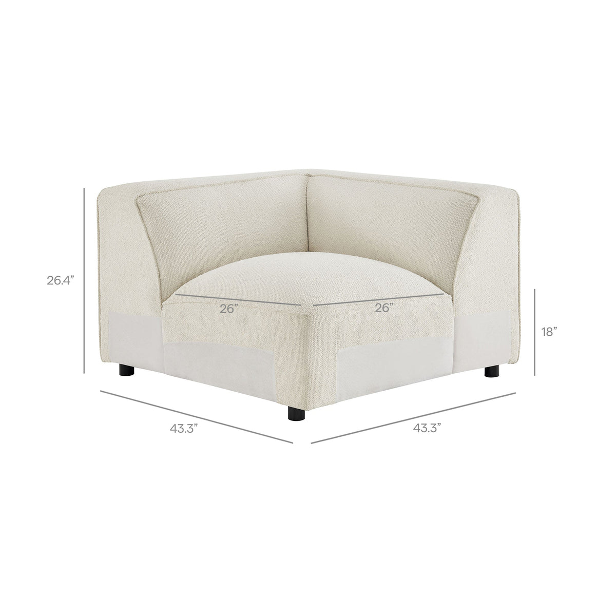 Chaise d'angle modulaire rembourrée Auren Lattice Bouclé