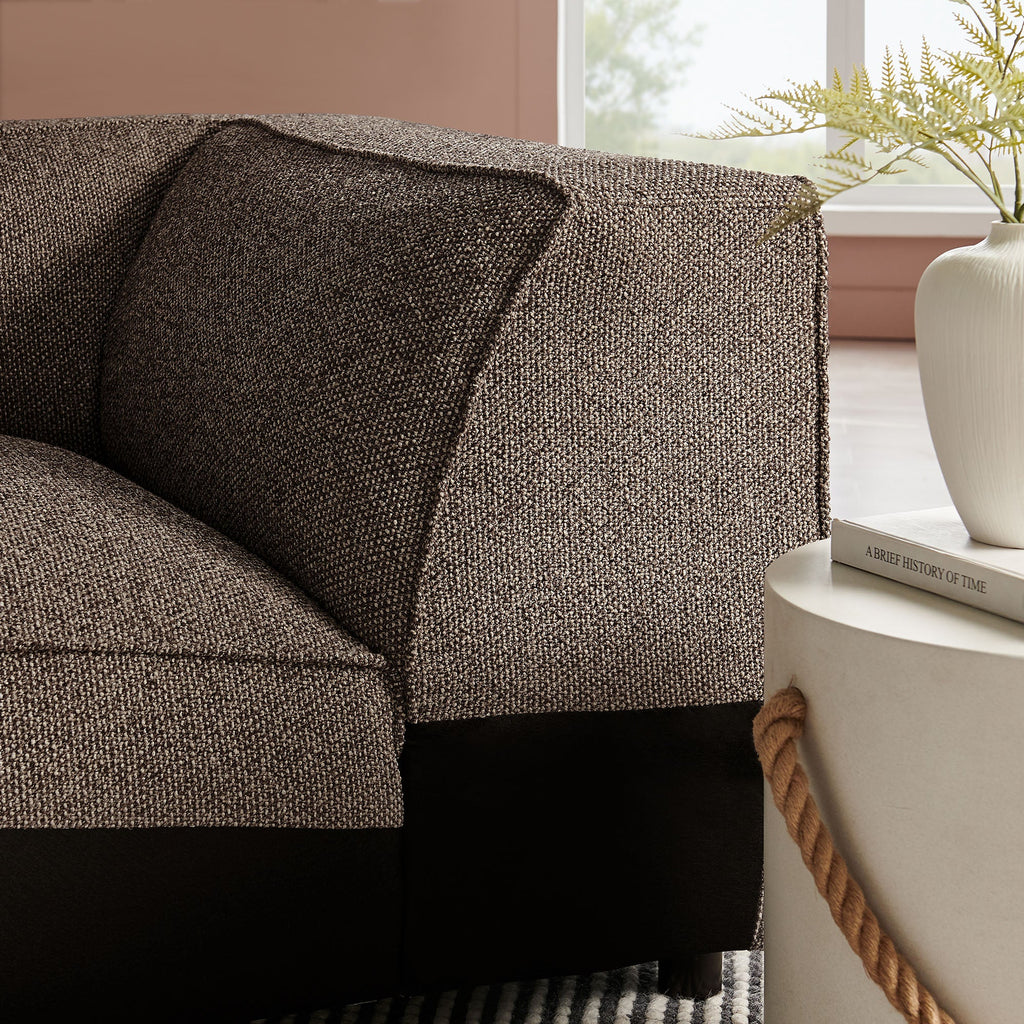 Chaise d'angle modulaire rembourrée Auren Lattice Bouclé