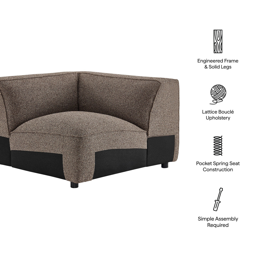 Chaise d'angle modulaire rembourrée Auren Lattice Bouclé