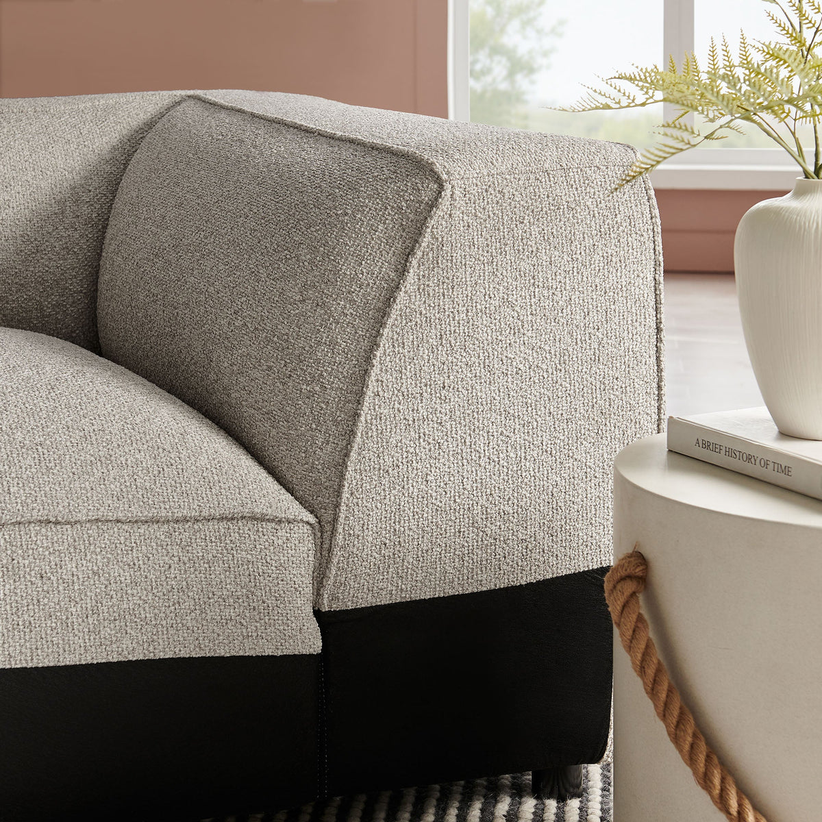 Chaise d'angle modulaire rembourrée Auren Lattice Bouclé