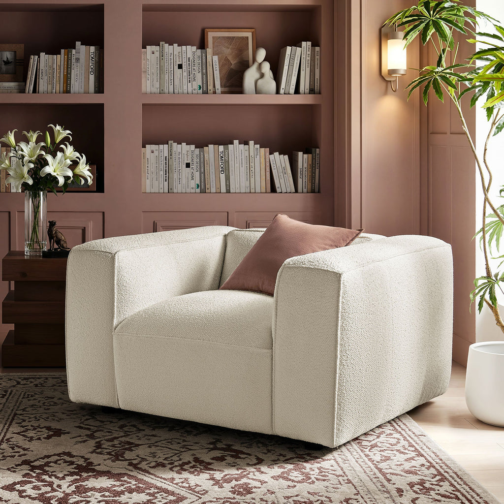 Fauteuil d'appoint rembourré Auren Lattice Bouclé