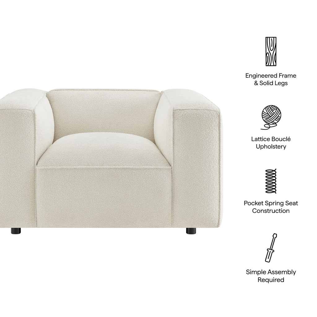 Fauteuil d'appoint rembourré Auren Lattice Bouclé