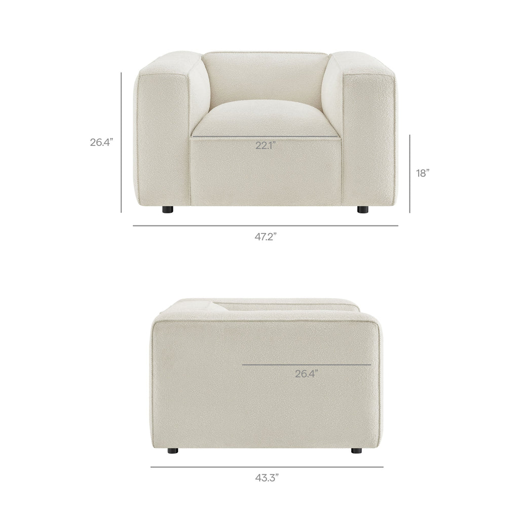 Fauteuil d'appoint rembourré Auren Lattice Bouclé