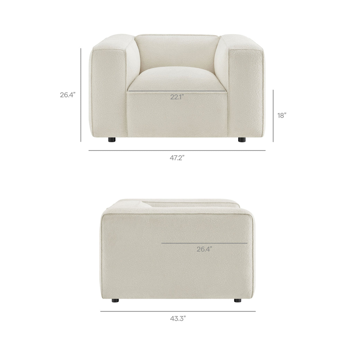 Fauteuil d'appoint rembourré Auren Lattice Bouclé