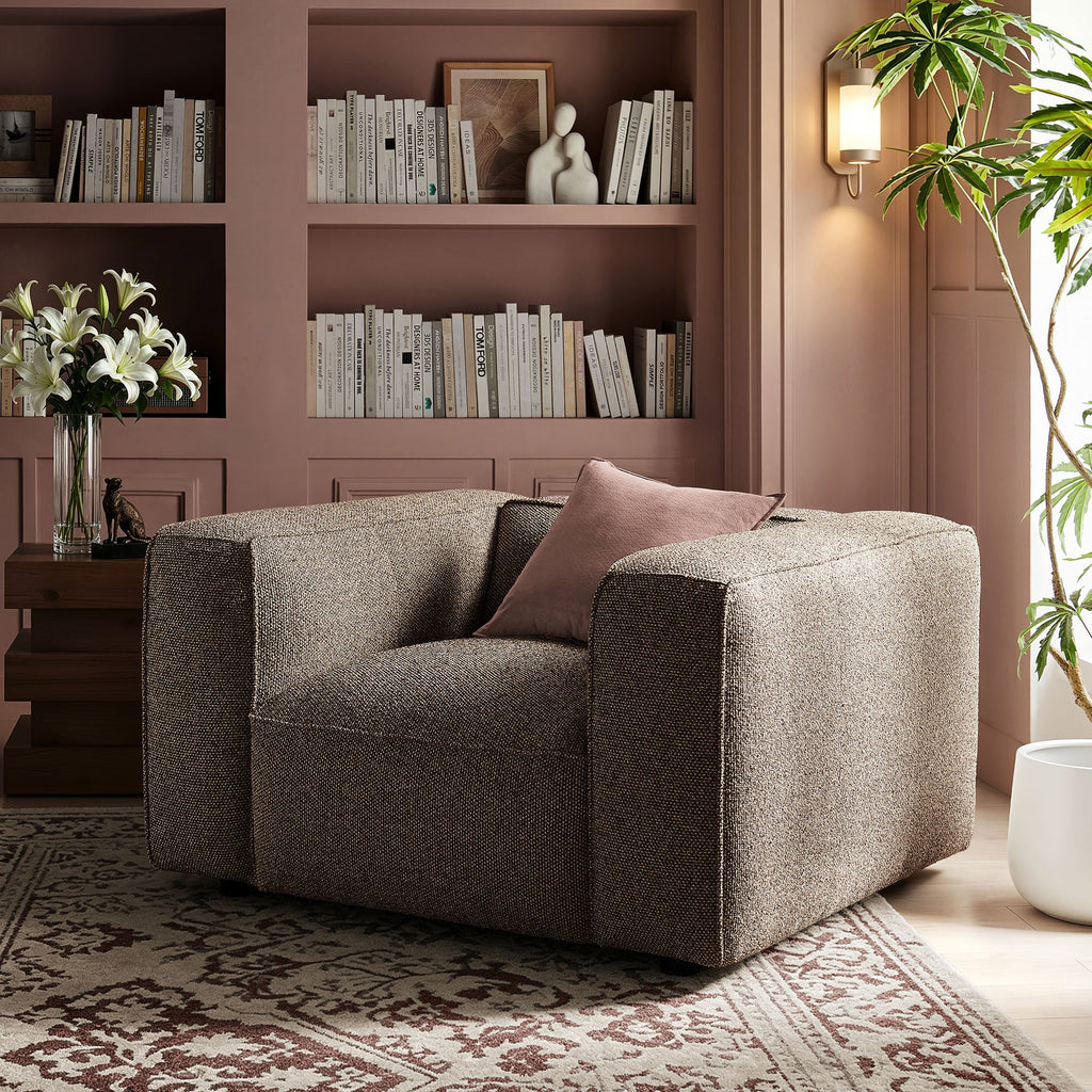 Fauteuil d'appoint rembourré Auren Lattice Bouclé