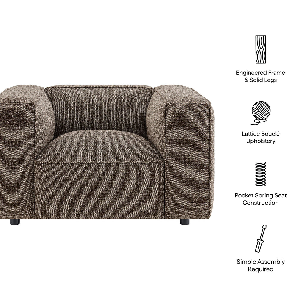 Fauteuil d'appoint rembourré Auren Lattice Bouclé