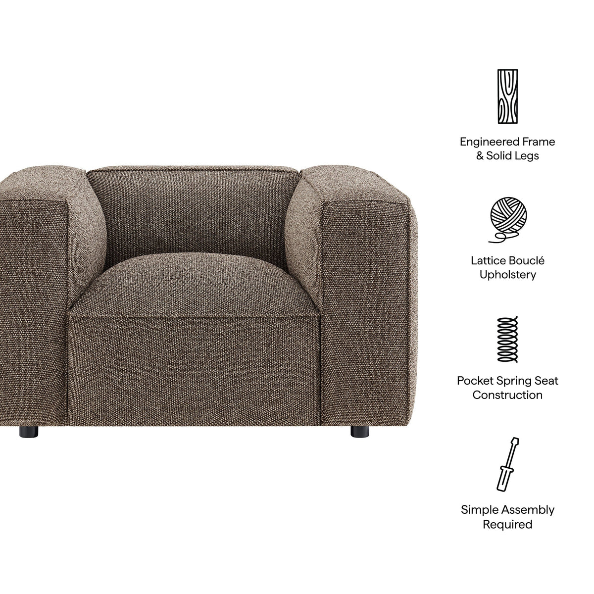 Fauteuil d'appoint rembourré Auren Lattice Bouclé