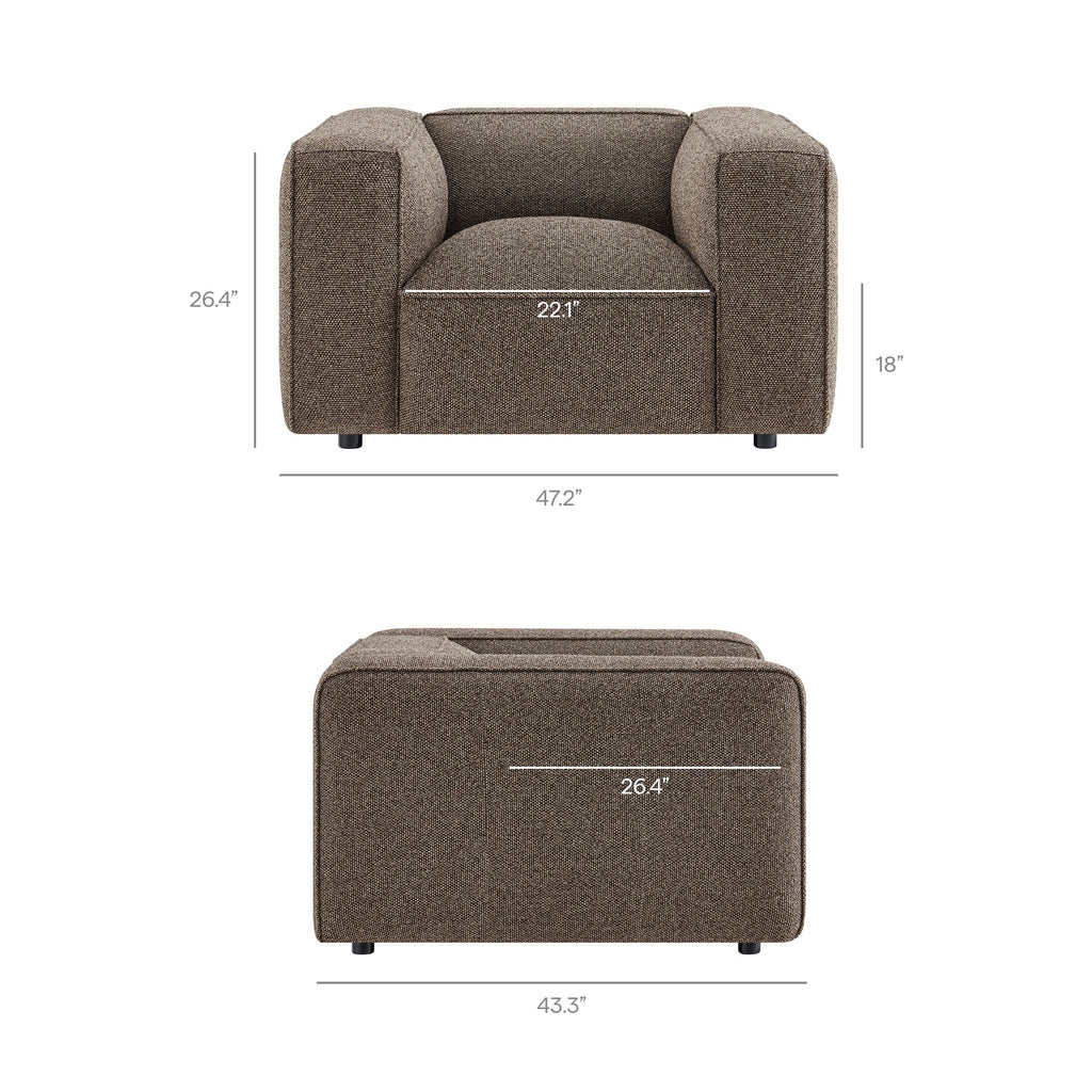 Fauteuil d'appoint rembourré Auren Lattice Bouclé