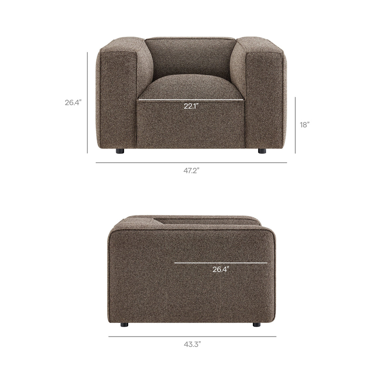 Fauteuil d'appoint rembourré Auren Lattice Bouclé