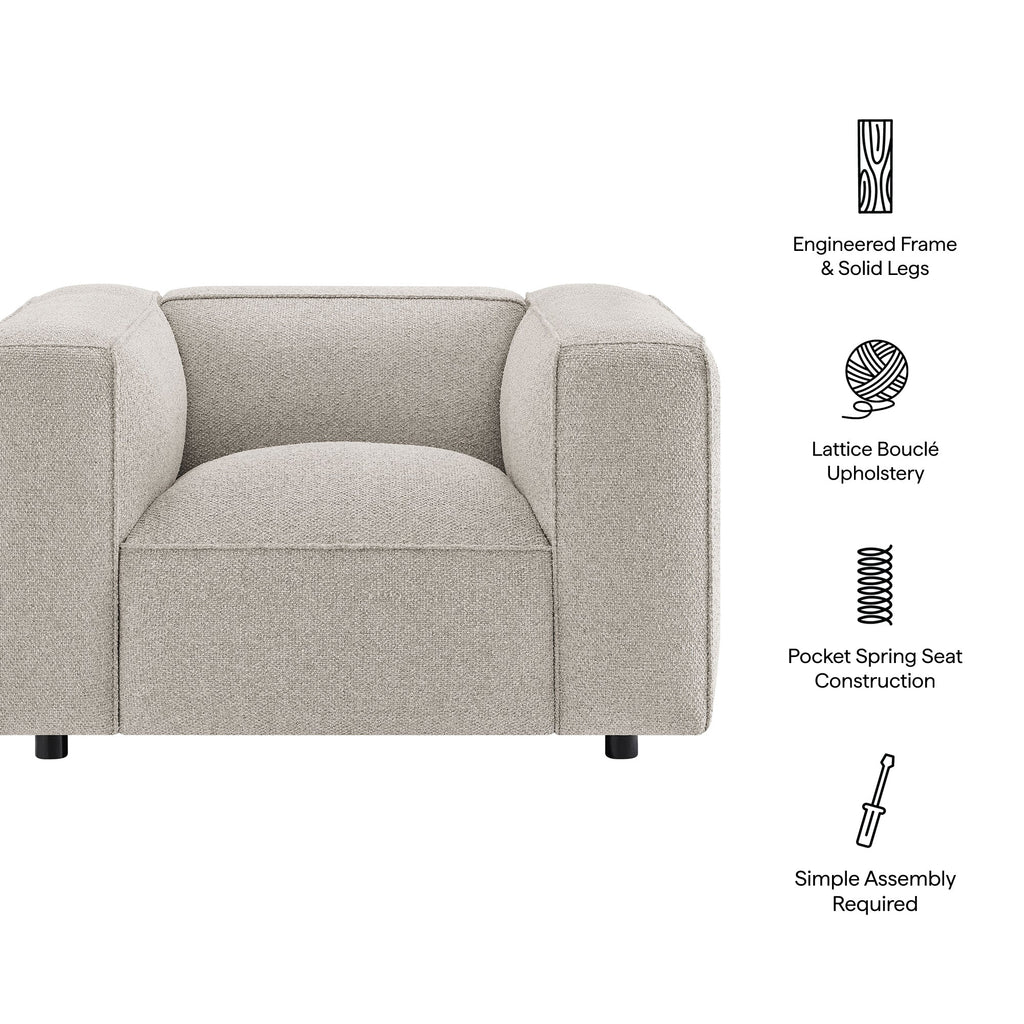 Fauteuil d'appoint rembourré Auren Lattice Bouclé
