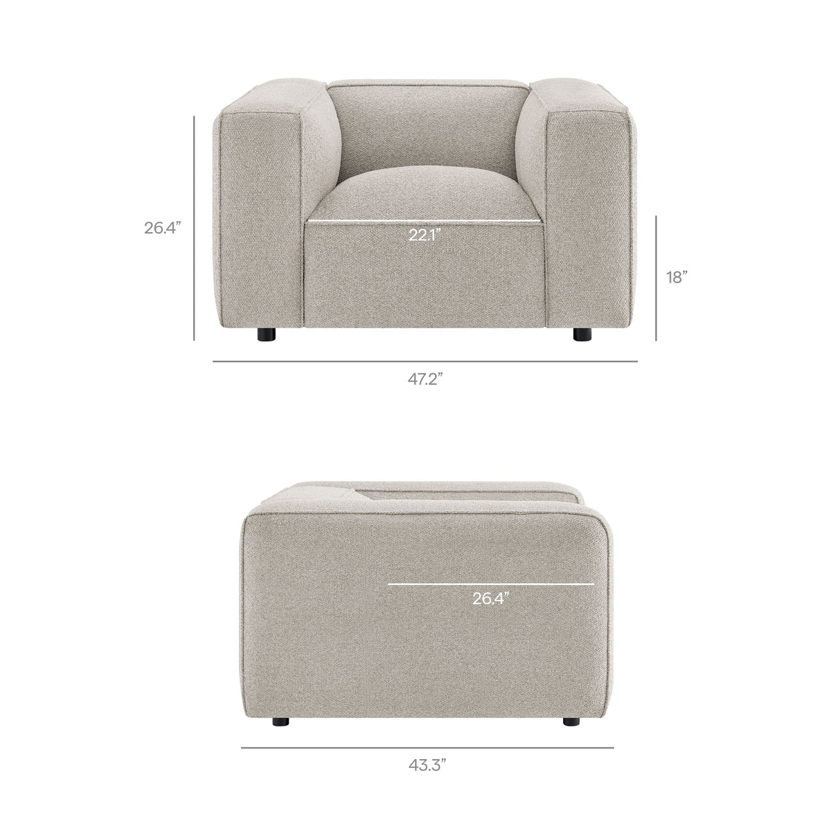 Fauteuil d'appoint rembourré Auren Lattice Bouclé