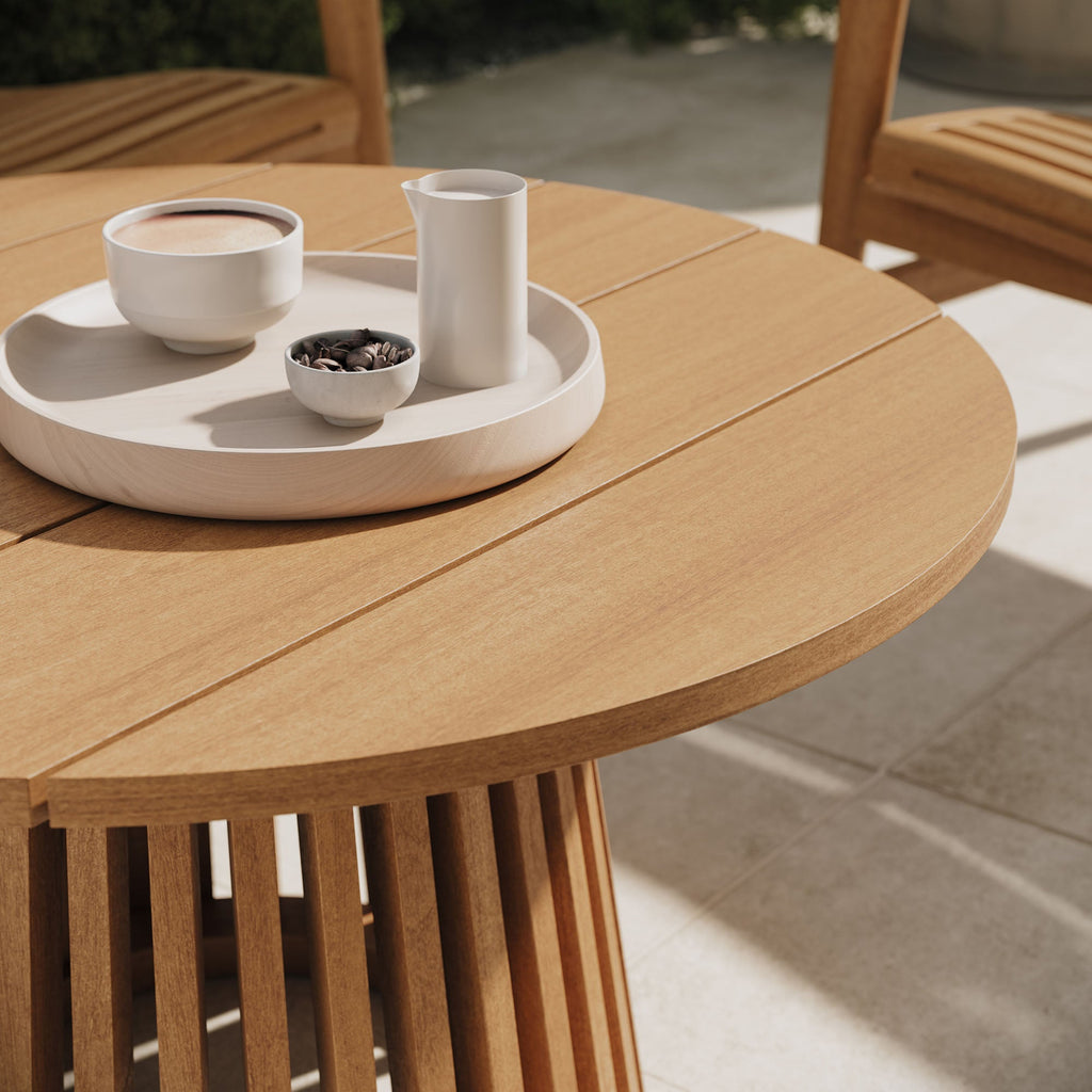 Table basse d'extérieur ronde en bois de teck Lane de 31 pouces