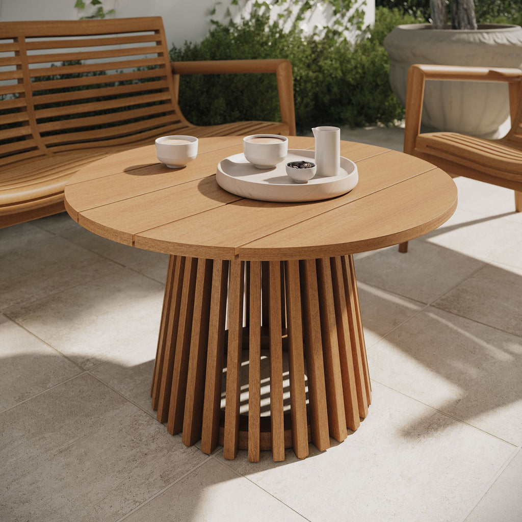 Table basse d'extérieur ronde en bois de teck Lane de 31 pouces