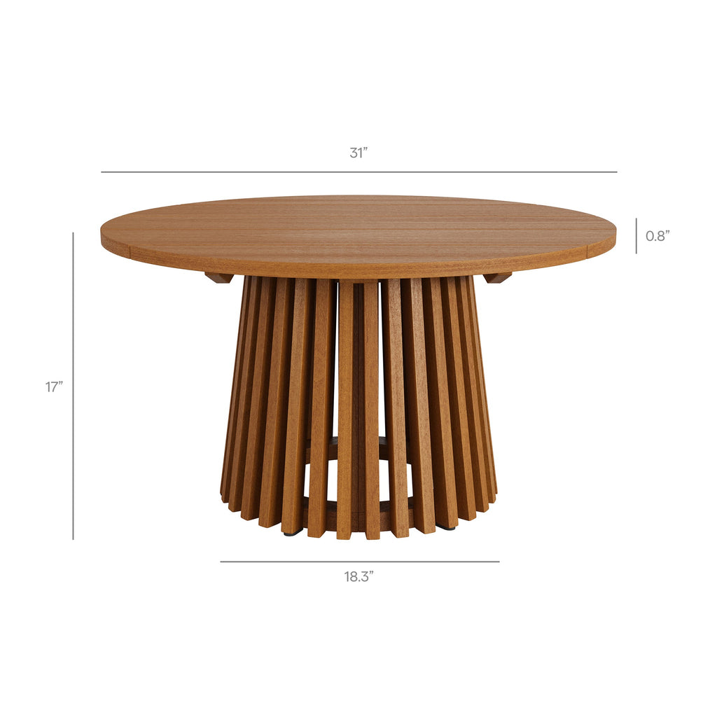 Table basse d'extérieur ronde en bois de teck Lane de 31 pouces