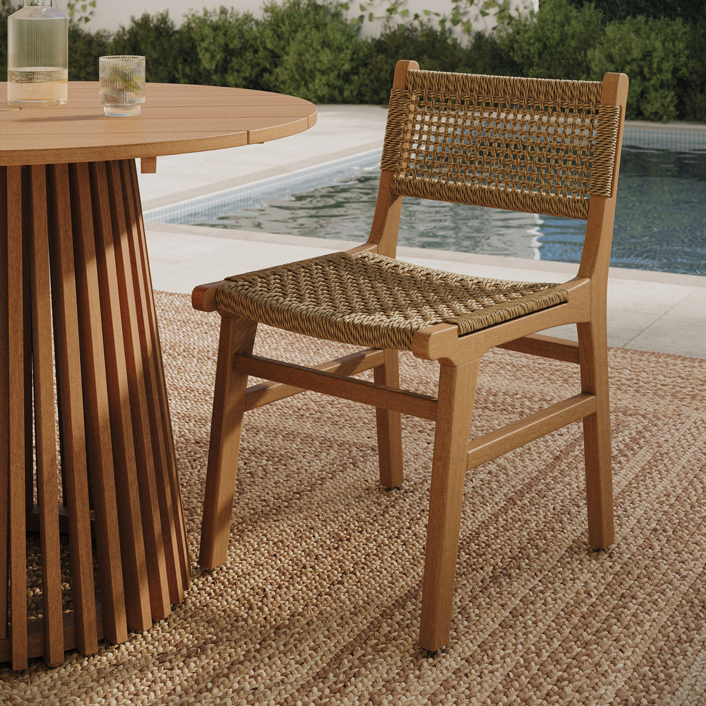 Chaise de salle à manger en bois de teck Rowe pour l'extérieur