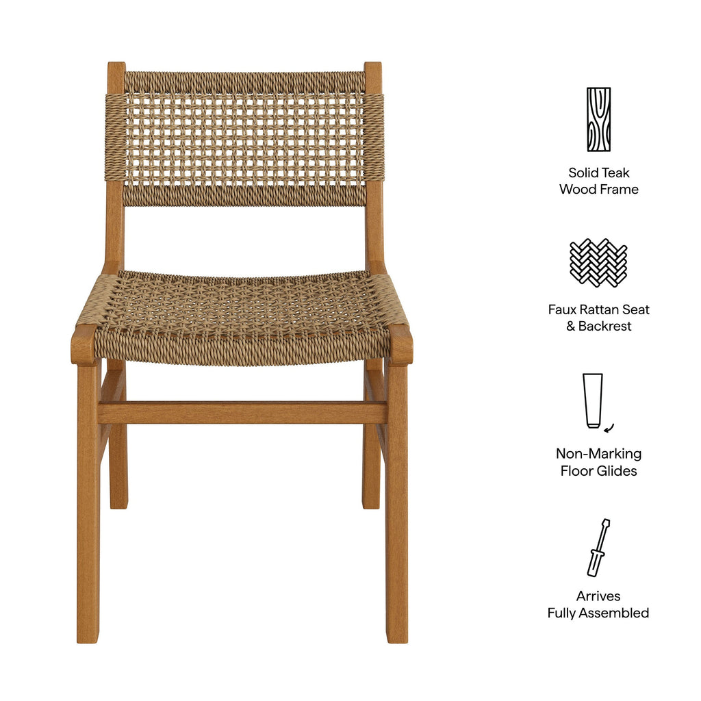Chaise de salle à manger en bois de teck Rowe pour l'extérieur