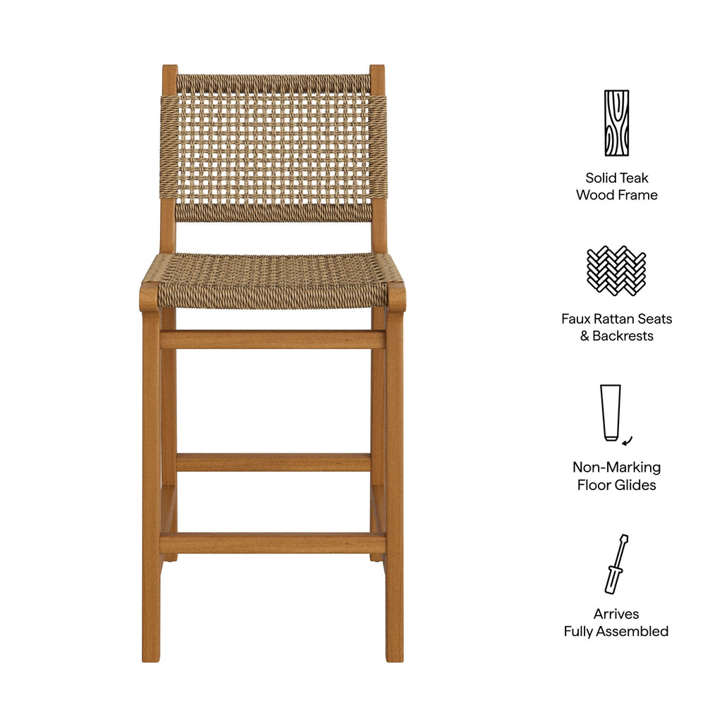 Chaises de comptoir Rowe en teck (lot de 2)