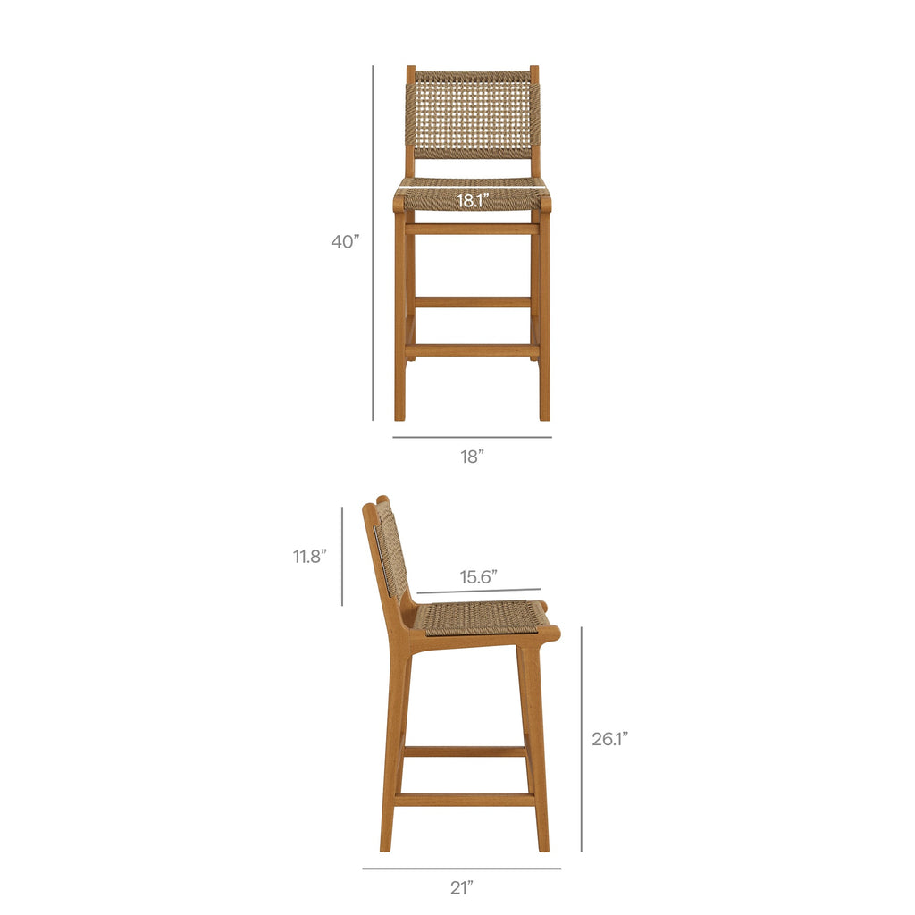 Chaises de comptoir Rowe en teck (lot de 2)