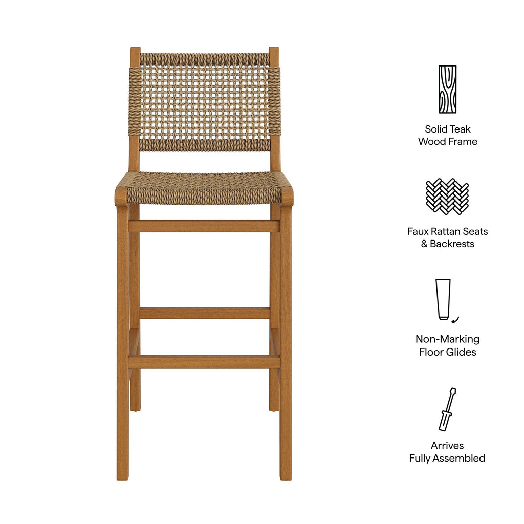 Lot de 2 tabourets de bar Rowe en bois de teck