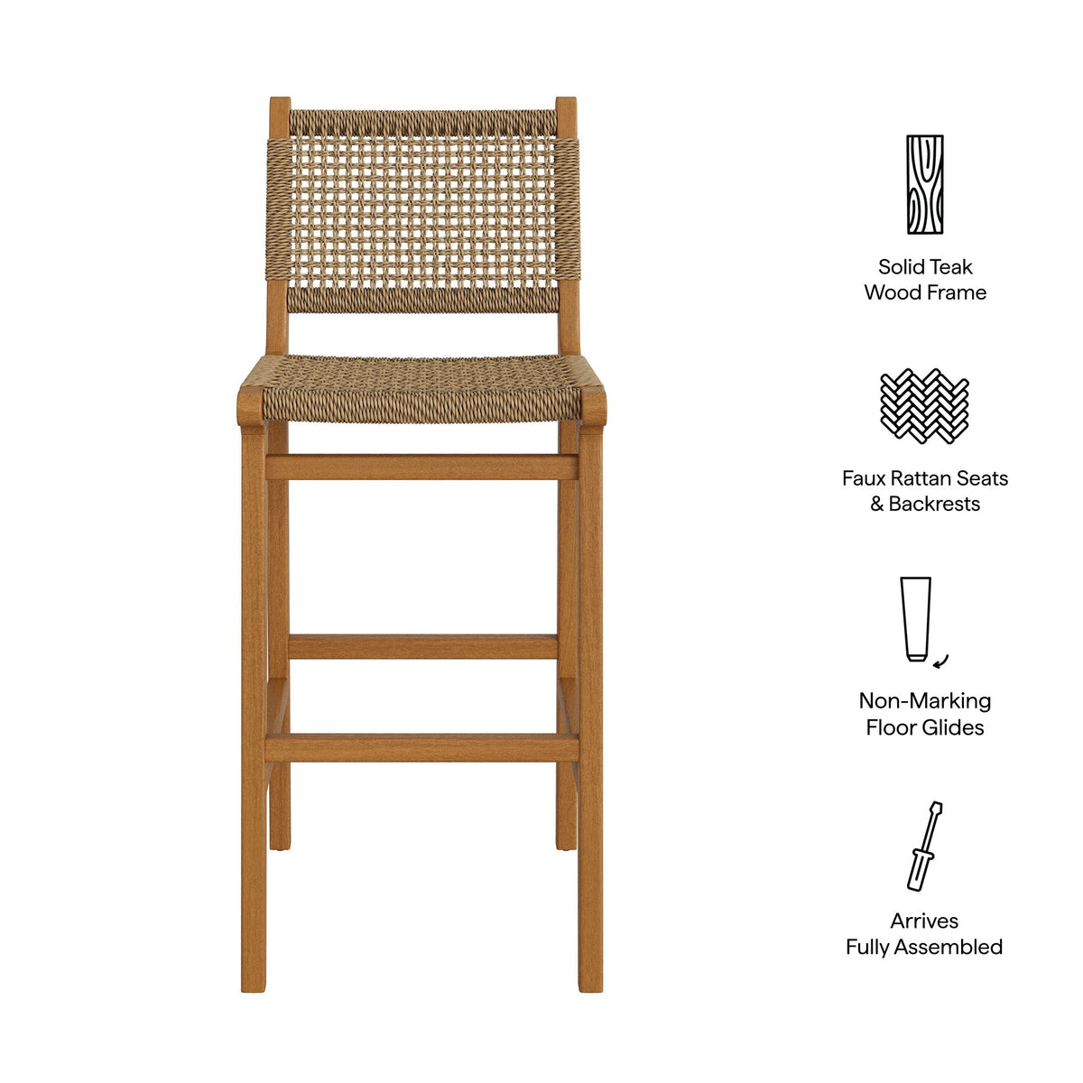 Lot de 2 tabourets de bar Rowe en bois de teck
