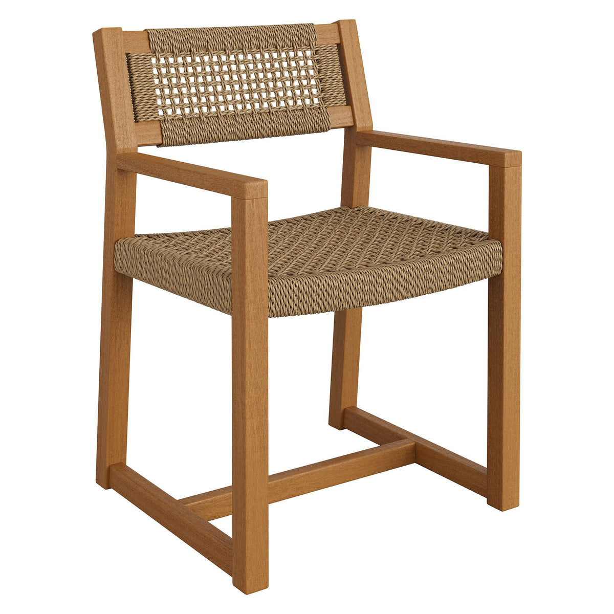 Chaise de salle à manger Reed en bois de teck et rotin pour l'extérieur