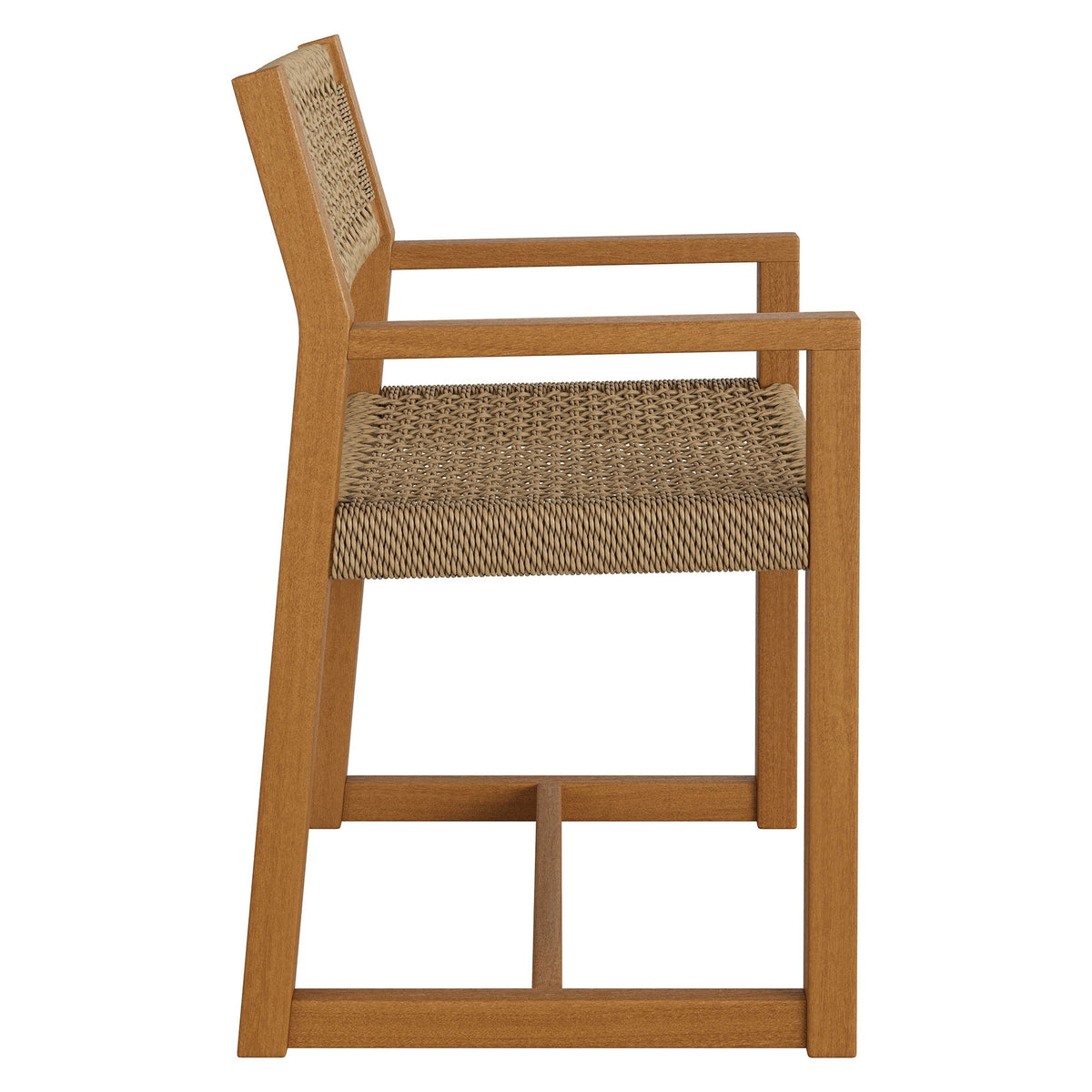 Chaise de salle à manger Reed en bois de teck et rotin pour l'extérieur