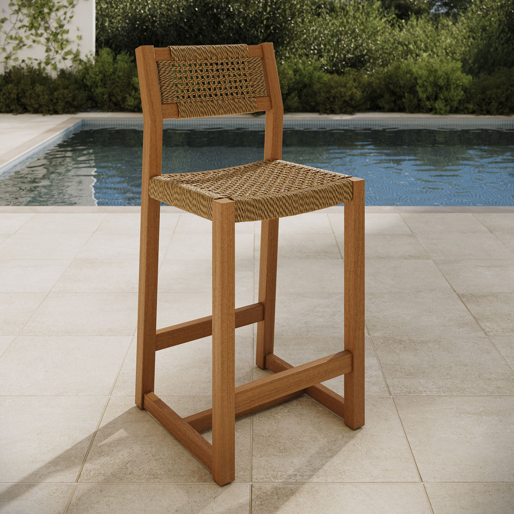 Tabouret de comptoir d'extérieur en bois de teck 40 pouces Reed