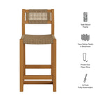 Tabouret de comptoir d'extérieur en bois de teck 40 pouces Reed