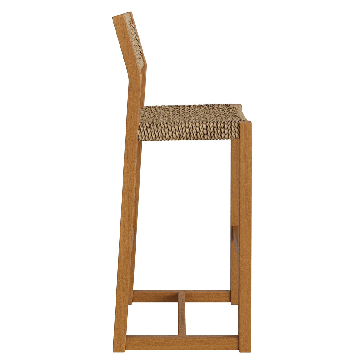 Tabouret de bar extérieur Reed 44 pouces en teck et rotin