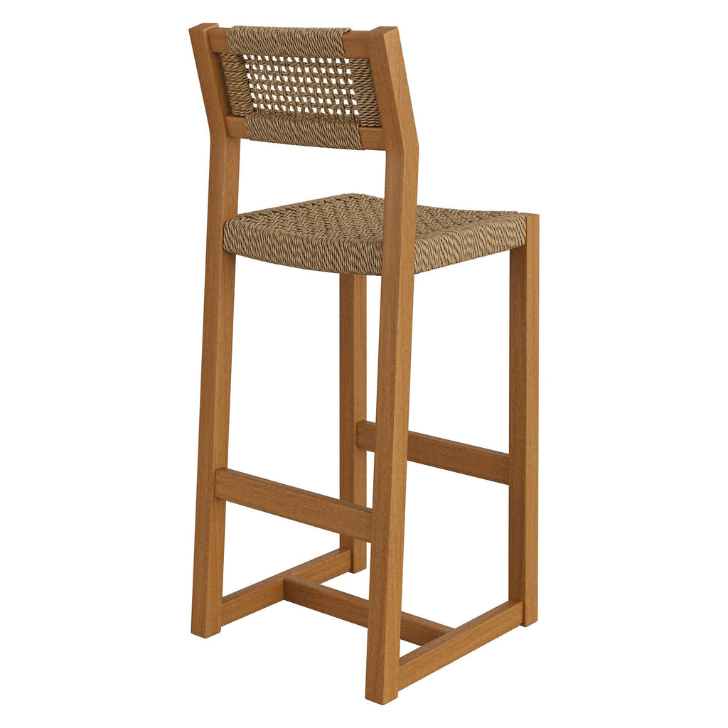 Tabouret de bar extérieur Reed 44 pouces en teck et rotin
