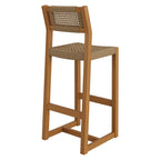 Tabouret de bar extérieur Reed 44 pouces en teck et rotin