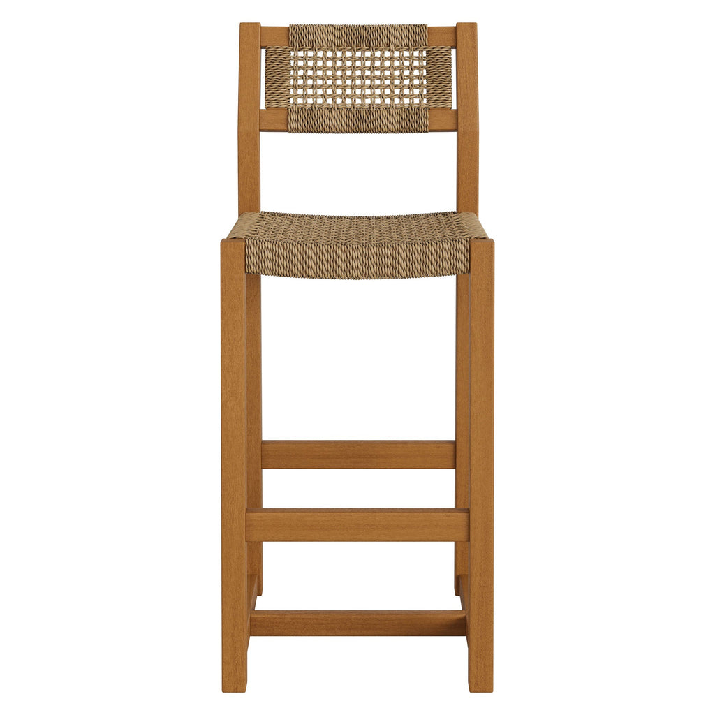 Tabouret de bar extérieur Reed 44 pouces en teck et rotin