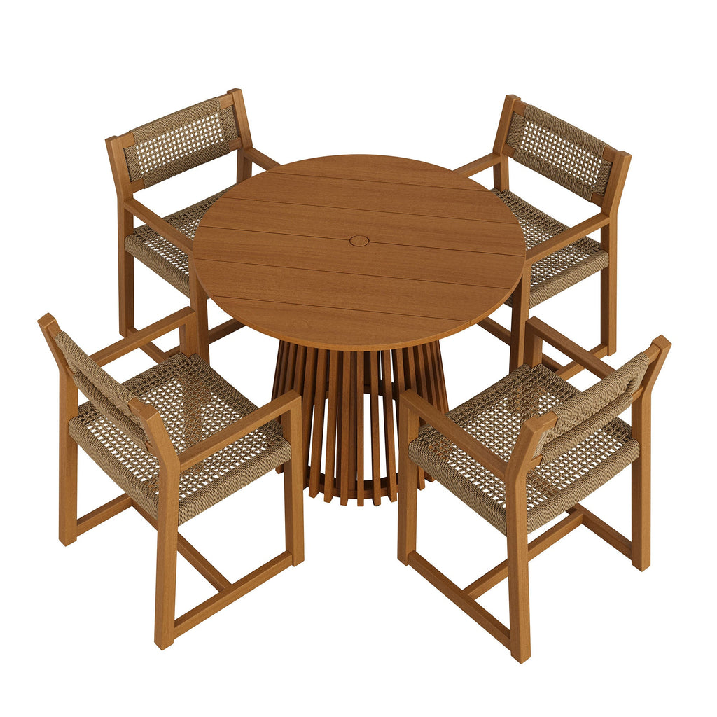 Ensemble de salle à manger d'extérieur Reed 5 pièces en bois de teck